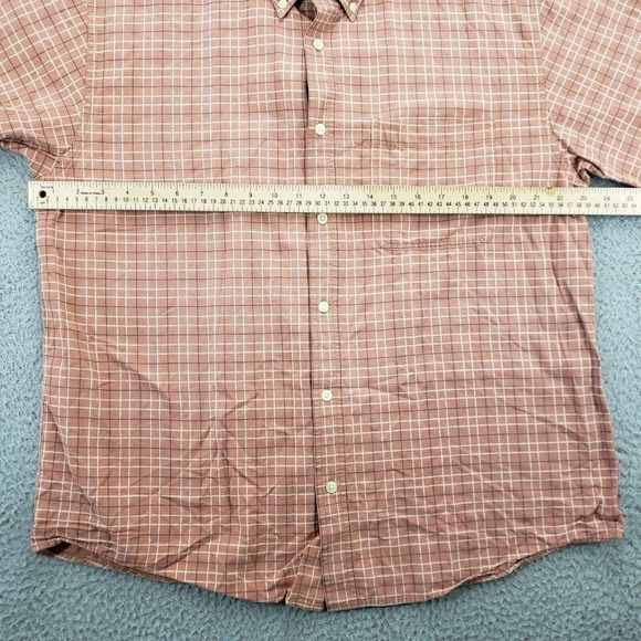 Boca Shirt Mens Large Orange Plaid Button Down Short Sleeve‎ Classic Pocket - Picture 7 of 10